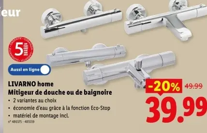 Offre: Mitigeur de douche ou de baignoire