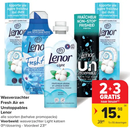 Promotie: Wasverzachter Fresh Air en Unstoppables