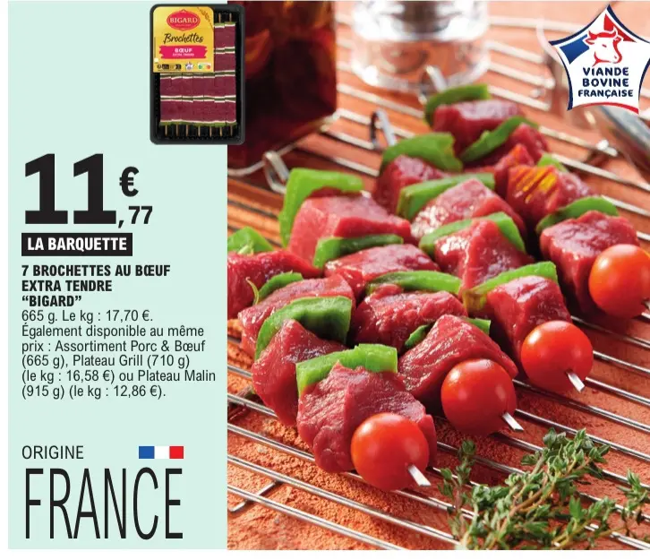Offre: 7 brochettes au bœuf extra tendre