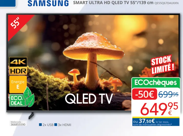 Offre: SMART ULTRA HD QLED TV 55"/139 cm QE55Q67DAUX
