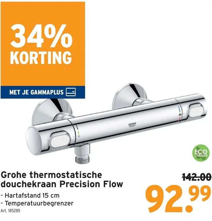 Promotie: Thermostatische douchekraan Precision Flow