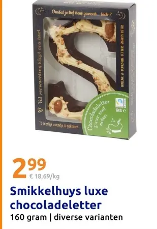 Aanbieding: Smikkelhuys luxe chocoladeletter
