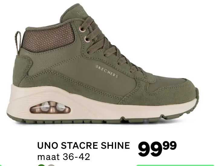 Aanbieding: Skechers Uno Stacre Shine Veterboots groen Suede
