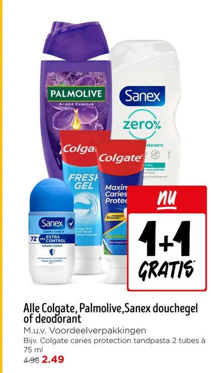 Aanbieding: Colgate, Palmolive, Sanex douchegel of deodorant