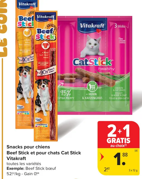 Offre: Snacks pour chiens Beef Stick et pour chats