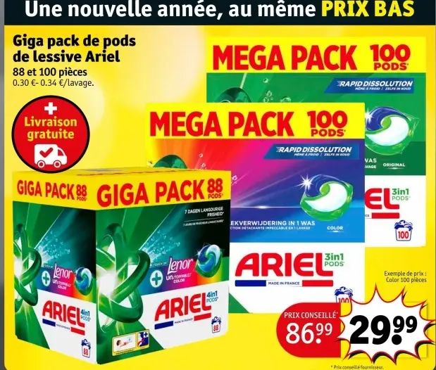 Offre: Giga pack de pods de lessive Ariel