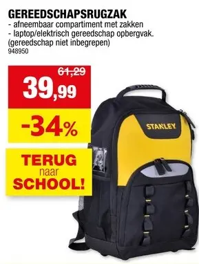 Promotie: Stanley gereedschapsrugzak