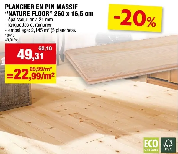 Offre: Plancher en pin massif "Nature Floor"