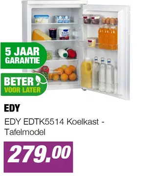 Aanbieding: EDY EDTK5514 Koelkast - Tafelmodel