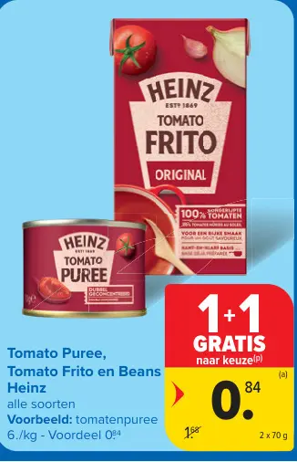 Promotie: Tomato Puree, Tomato Frito en Beans