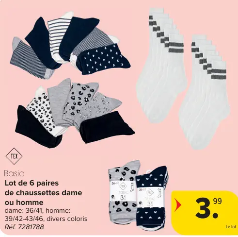 Offre: Lot de 6 paires de chaussettes