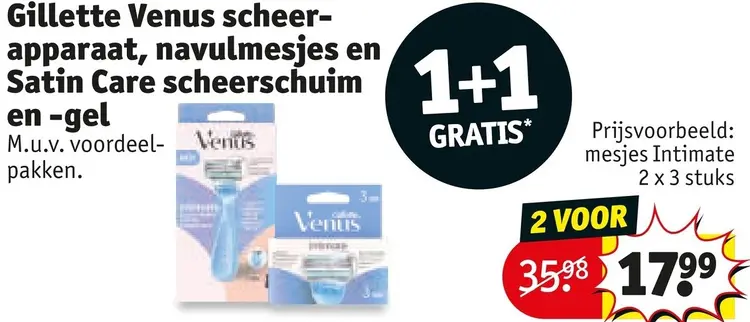 Aanbieding: Scheerapparaat, navulmesjes en Satin Care scheerschuim en -gel