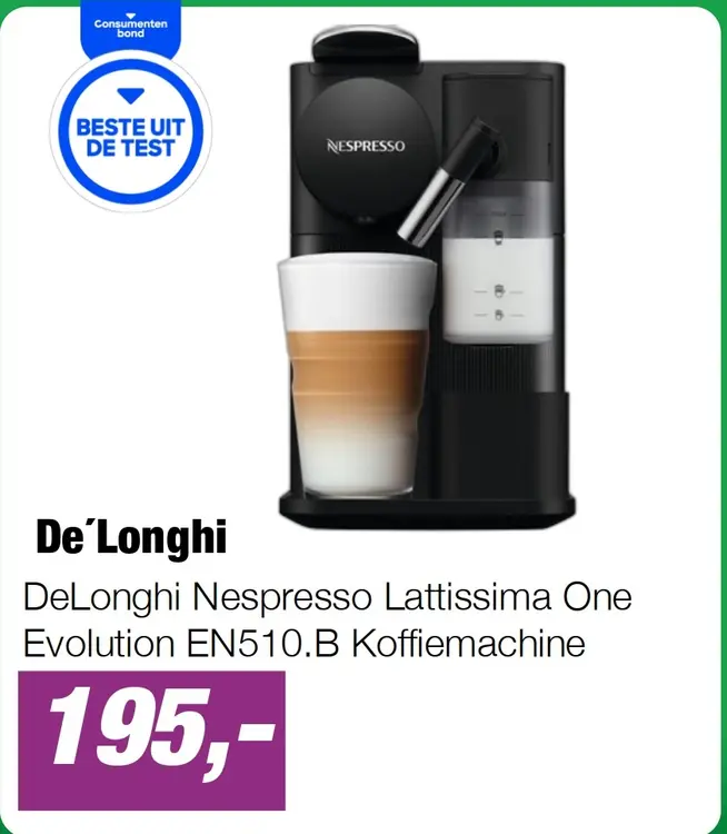 Aanbieding: DeLonghi Nespresso Lattissima One Evolution EN510.B Koffiemachine