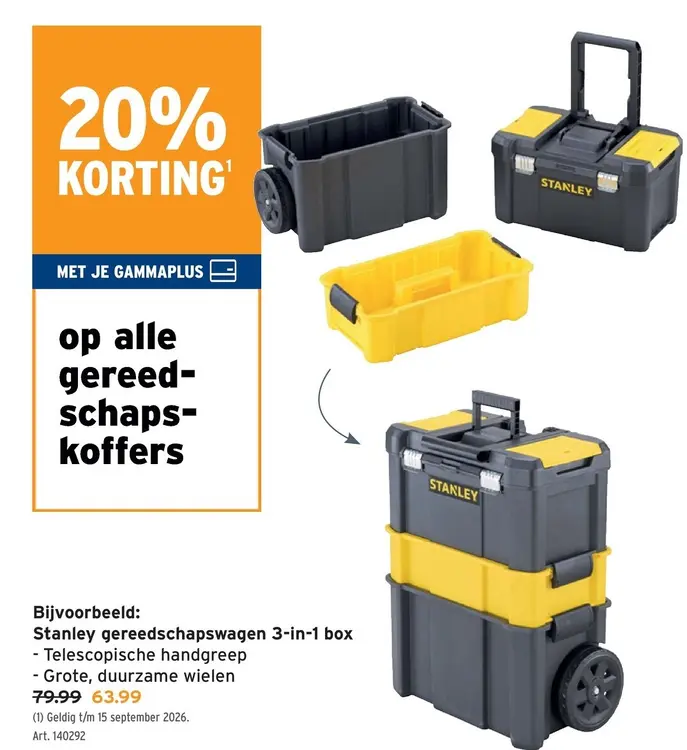 Promotie: Stanley gereedschapswagen 3-in-1 box