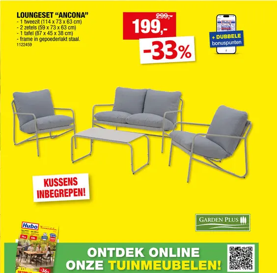 Promotie: Garden Plus Ancona loungeset grijs