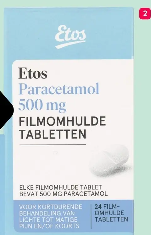 Aanbieding: Etos Paracetamol 500 mg filmomhulde tabletten
