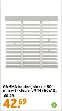 Aanbieding: GAMMA houten jaloezie 50 mm wit