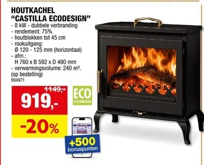 Promotie: Castilla houtkachel 8kW