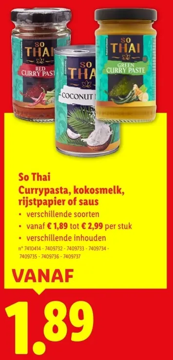 Aanbieding: Currypasta, kokosmelk, rijstpapier of saus