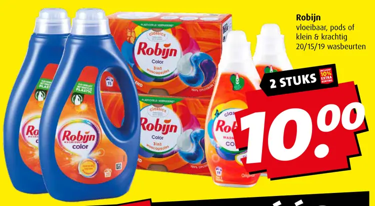Aanbieding: Robijn vloeibaar, pods of klein & krachtig