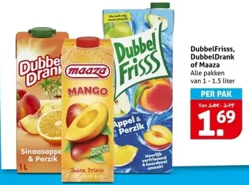 Aanbieding: DubbelFrisss, DubbelDrank of Maaza