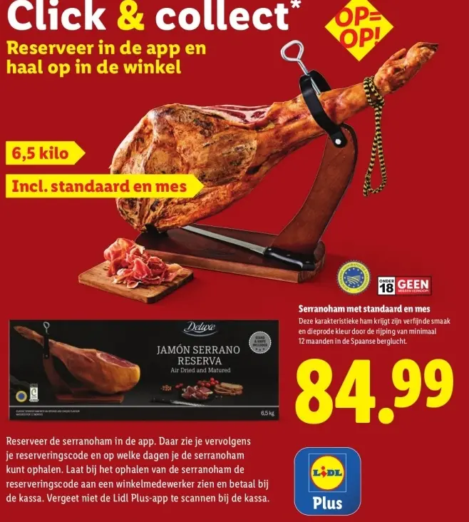 Aanbieding: Serranoham met standaard en mes