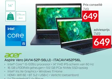 Aanbieding: Acer Aspire Vero (AV14-52P-56LU) - ITACAV1452