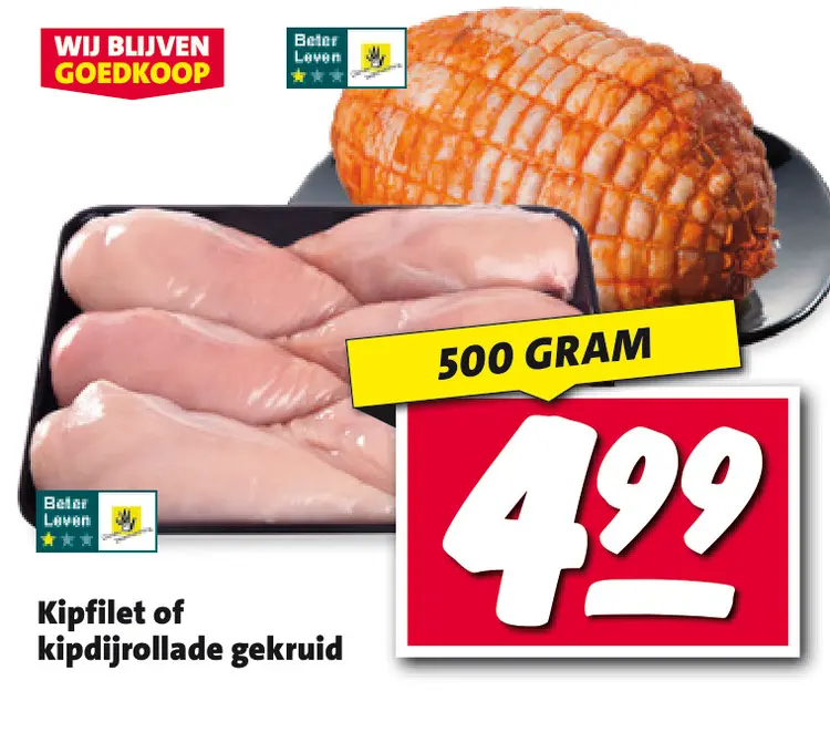 Aanbieding: Kipfilet of kipdijrollade gekruid
