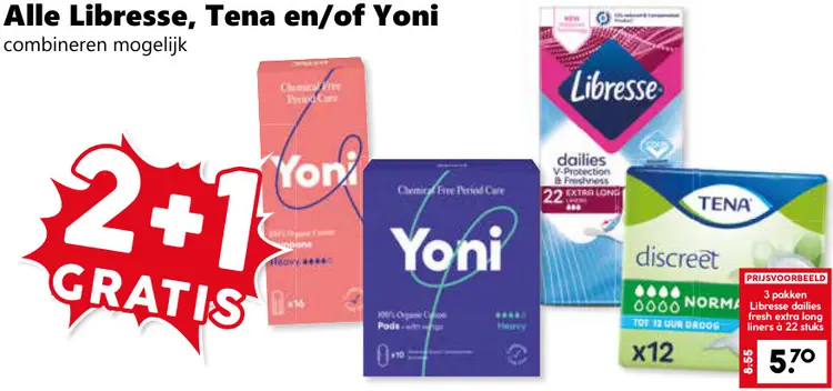 Aanbieding: Maandverband, inlegkruisjes, tampons en incontinentiemateriaal