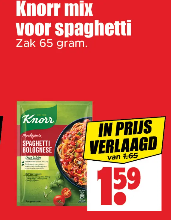 Aanbieding: Knorr mix voor spaghetti