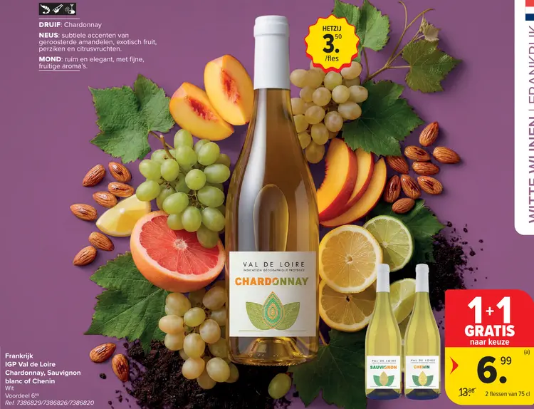 Promotie: Val de Loire Chardonnay, Sauvignon blanc of Chenin