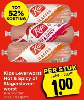 Aanbieding: Kips Leverworst Hot & Spicy of Slagersleverwo