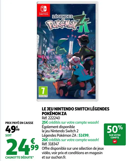 Promotie: Le jeu Nintendo switch légendes Pokémon ZA