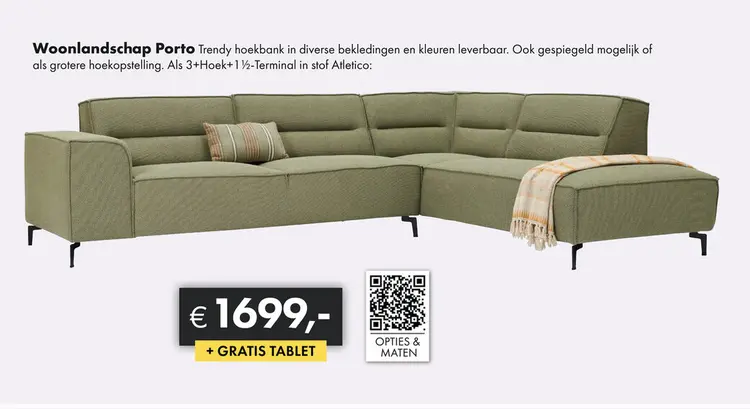 Promotie: Porto hoekbank groen