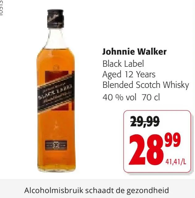 Promotie: Johnnie Walker Black Label Aged 12 Years Blended Scotch Whisky