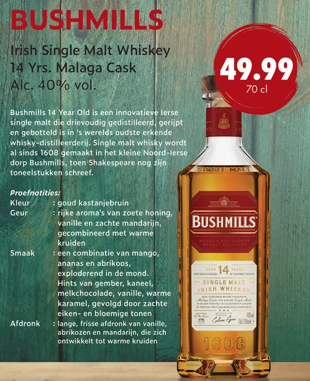 Aanbieding: Bushmills 8 Year Old Single Malt Irish Whiskey