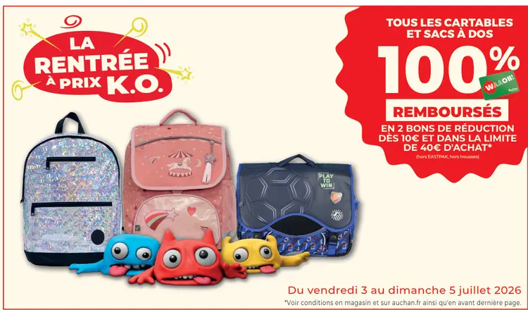 Offre: Tous les cartables et sacs à dos