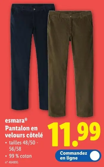 Offre: Pantalon en velours côtelé