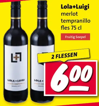 Aanbieding: Lola+Luigi merlot tempranillo