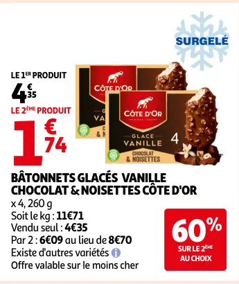 Offre: Bâtonnets glacés vanille chocolat & noisettes