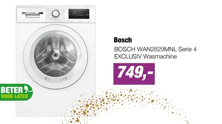 Aanbieding: BOSCH WAN2829MNL Serie 4 EXCLUSIV Wasmachine