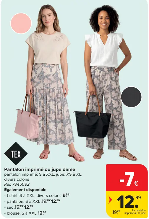 Offre: Pantalon imprimé ou jupe dame