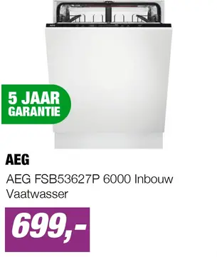 Aanbieding: AEG FSB53627P 6000 Inbouw Vaatwasser
