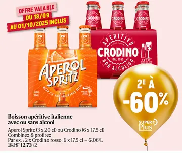 Offre: Boisson apéritive italienne avec ou sans alcool