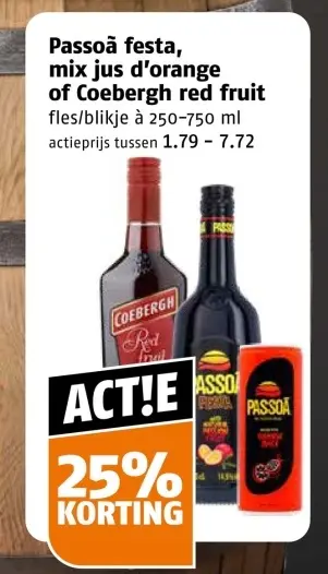 Aanbieding: Passoã festa, mix jus d'orange of Coebergh red fruit