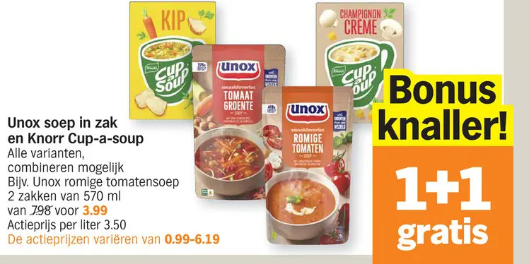 Promotie: Unox soep in zak en Knorr Cup-a-soup