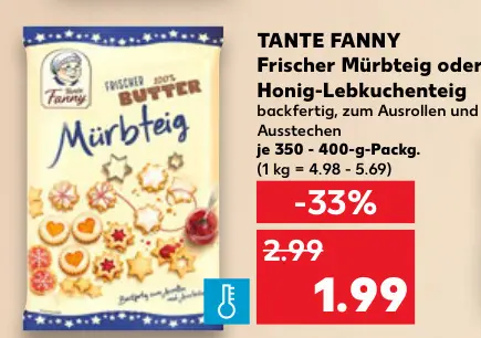 Aanbieding: Frischer Mürbteig oder Honig-Lebkuchenteig