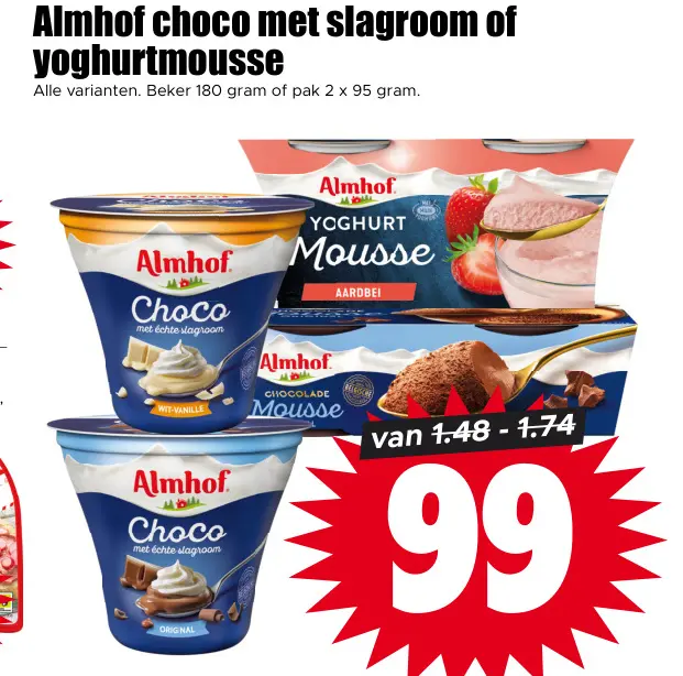 Aanbieding: Choco met slagroom of yoghurtmousse