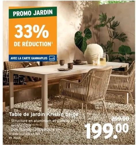 Offre: Table de jardin Kristin beige