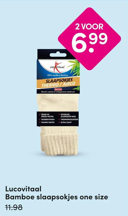 Aanbieding: Lucovitaal Bamboe slaapsokjes one size